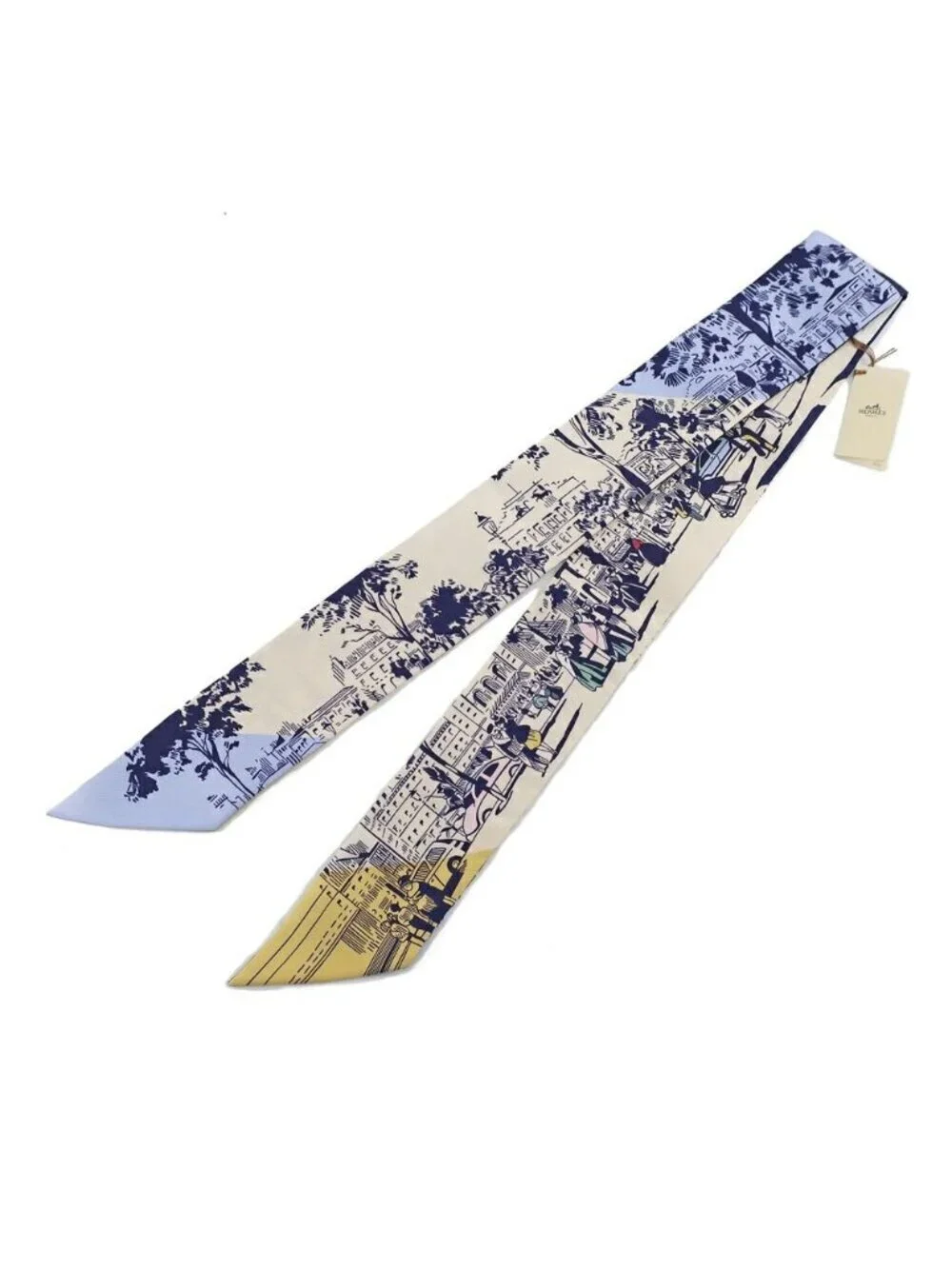 ★SOLD★ Hermes Heaven Twill From the Shadow of the Boulevard Blue Yellow Silk - Picture 1 of 10